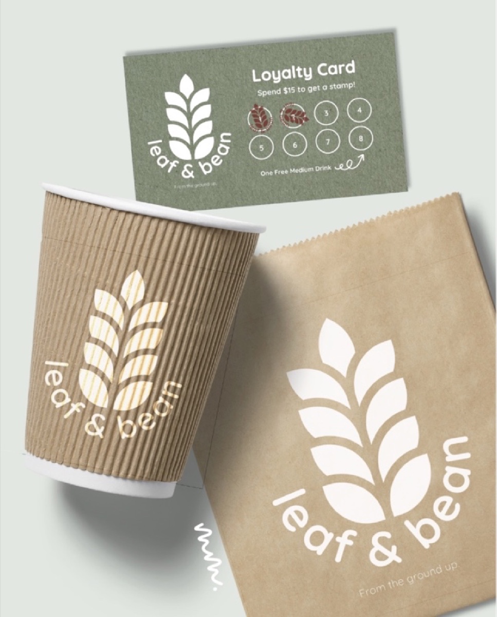 Leaf & Bean café brand identity, view 2