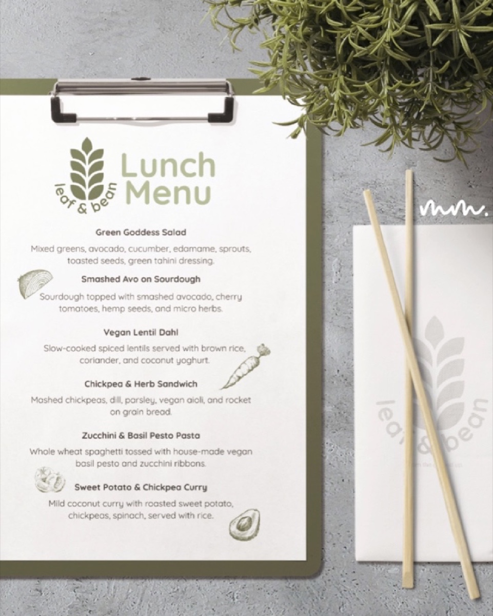 Leaf & Bean café brand identity, view 3