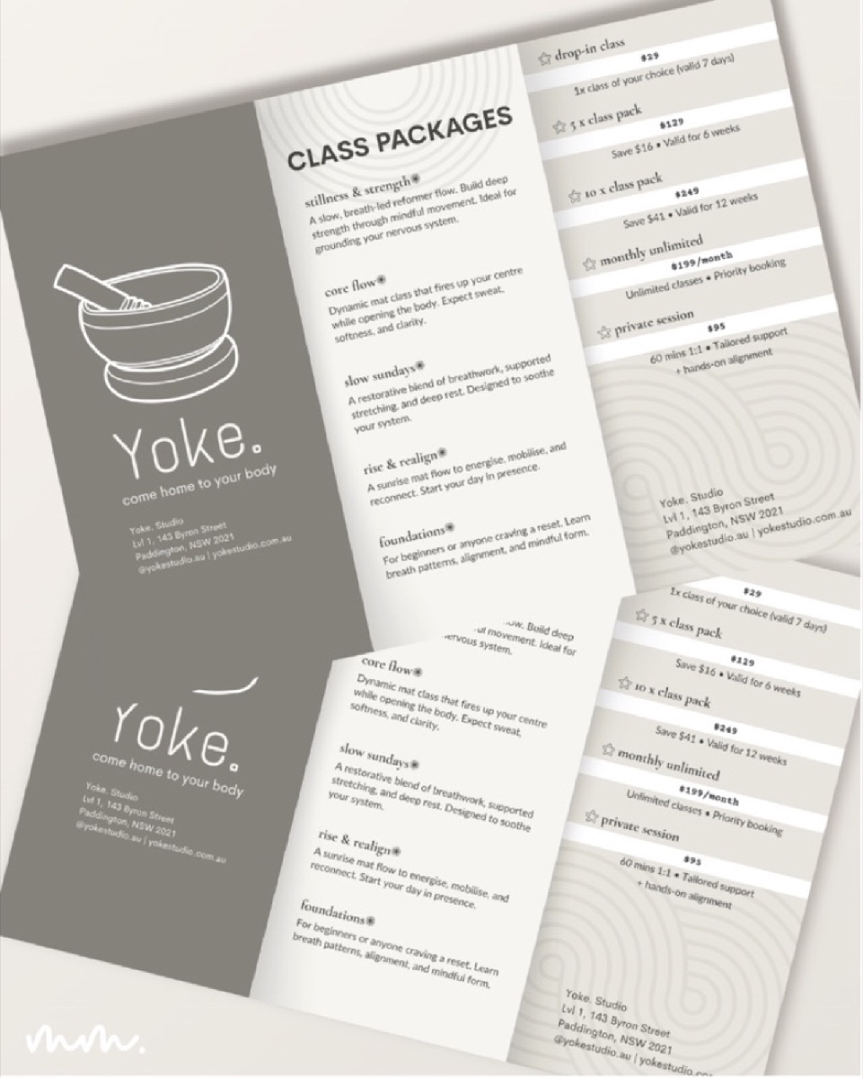 Yoke yoga studio visual identity, view 1